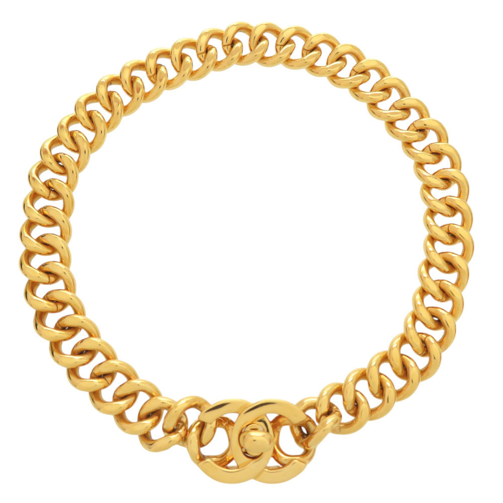 Chanel Coco Mark Turnlock Vintage Choker Metal Gold 95A Stamp 0365CHANEL